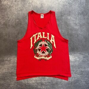 Vintage Galt Sand Italia Repubblic Italiana Tank Top Red Mens Large Made in USA